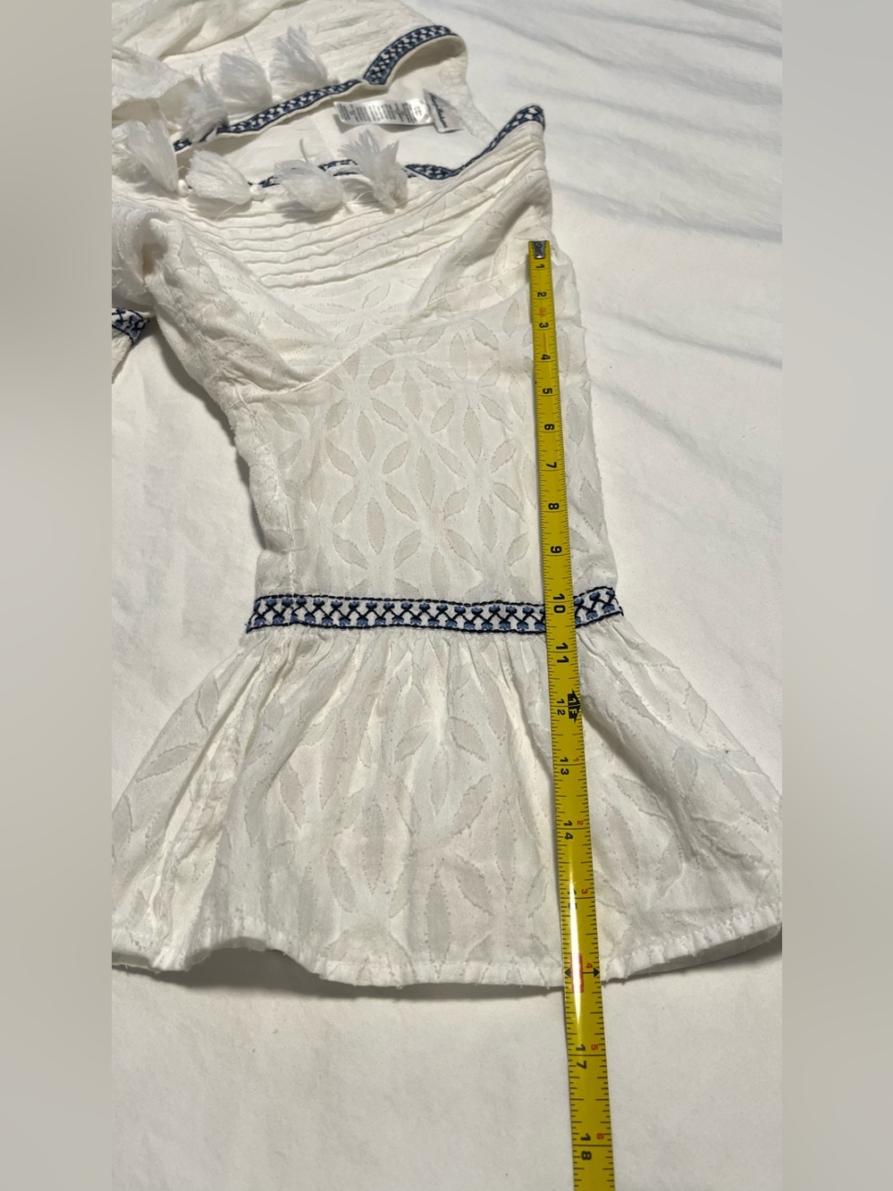 Tommy Bahama Women’s Embroidered White /Navy Tiered Cotton Mini Dress Size S/P - Picture 13 of 13
